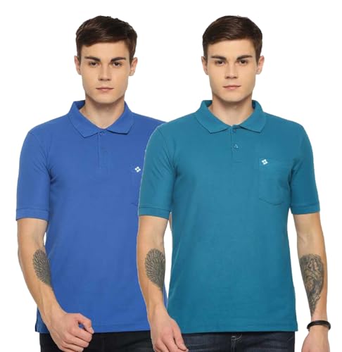 Image of Dollar Men's Pack of 1 Solid Cotton Blend Polo Neck T-Shirt