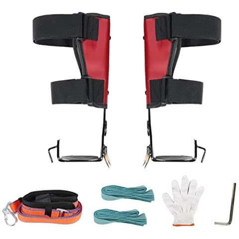 Tree climbing crampons, crampons for trees, thickened base plate, tree climbing spike set, hard steel material, with straps and gloves for tree work, 2claws Cover