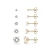 PAVOI Waterproof Five Pairs Stud Earrings for Women - 14K Yellow Gold Plated Stainless Steel Pack of 5 Cubic Zirconia Earrings for Men and Women - Hypoallergenic Premium CZ Studs Set
