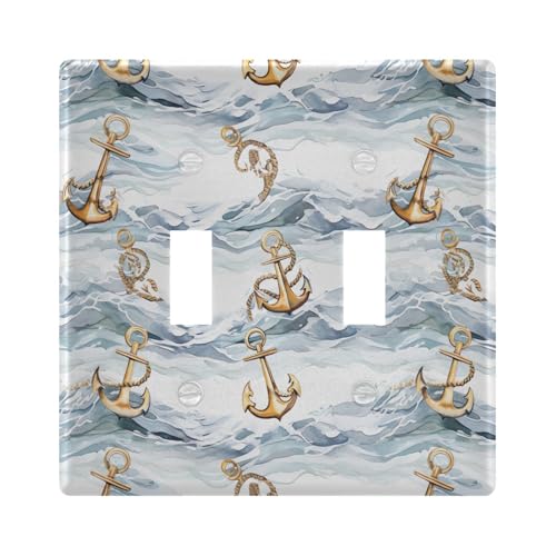 UMIRIKO Ship Anchor Light Switch Cover Plate Covers Decorative Double Toggle Home Decor 202b3384