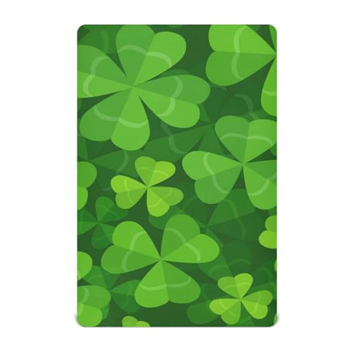 Moudou St. Patrick's Day Clover Playard Sheet for Boy Girls, Soft Breathable Fitted Toddler Sheet for Standard Playard Bed Mattress, 39 x 27 x 5 Inch