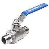 DERNORD Full Port Ball Valve 1/2 Inch - Male x Male Stainless Steel 304 Heavy Duty for Water, Oil, and Gas,1000WOG (1/2 Inch NPT)