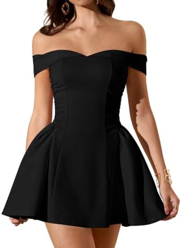LAGSHIAN Women's Summer Classy Formal Sleeveless Off Shoulder A-l...