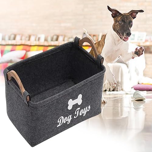 AWHAO Haustier Spielzeug Organizer Box, Welpen Sachen Korb, Rechteckig, Vielseitig Einsetzbar, Zusammenklappbar, Katzenspielzeug Boxen, Hundebedarf, Lagerpl, Schwarz