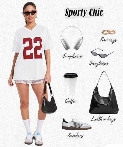 Oversized Jersey Shirts for Women Y2k Blokette Tops V Neck Number Graphic Tees Short Sleeve T-Shirt Black White3