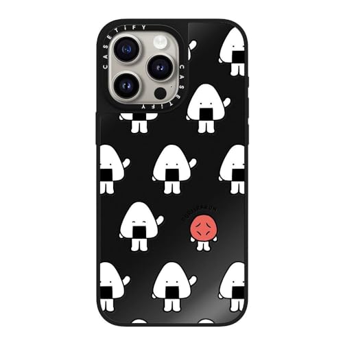 CASETiFY Magsafe �Ή��~���[ iPhone 15 Pro Max �P�[�X [���ː� / 1.5m����̗����������N���A / Magsafe �ɑΉ�] - Onigiri&Umeboshi Monogram - �u���b�N(�u���b�N�o���p�[)