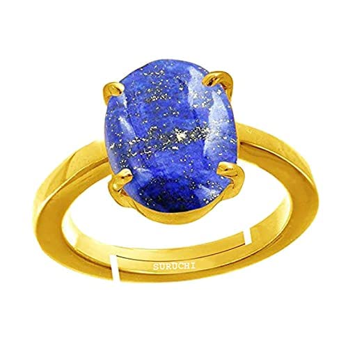 Lapislázuli 3,25 Ratti o 3 quilates astrológicamente certificado, piedra natural Panchdhatu/5 metales chapado en oro, anillo ajustable unisex – 2V4325-B09H4DHJ, S, Piedra preciosa.