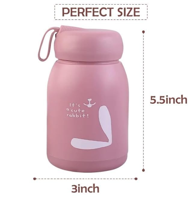 Image of Rabbit bottle 330 ML Glass Water Bottle Set of 2 for Kids | Cute Rabbit Design Reusable Juice Bottle| BPA Free | Leakproof | Coffee Tea Milk Water Bottle(PACK OF-2)