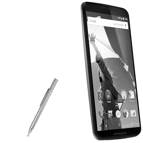BoxWave Stylus Pen Compatible with Motorola Nexus 6 - FineTouch Capacitive Stylus, Super Precise Stylus Pen - Metallic Silver