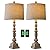 Oneach 27.75" Vintage Farmhouse USB Table Lamps Set of 2 for Living Room Bedroom Traditional Bedside Nightstand Lamp with Dual USB Port Resin Table Lamp with Rotary Switch for Living Room Bedroom