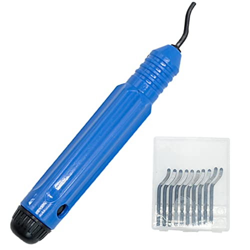 Entgrater Werkzeug Universal, Metallgriff Handentgrater mit 11 Stück Ersatzklingen, 360 ° Rotierender Klinge Schneidwerkzeug für 3D Drucker, Kunststoff, Aluminium und Edelstahl, Blau