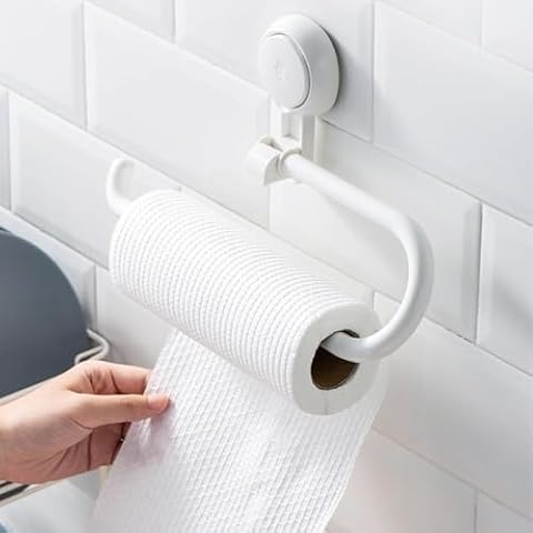 Wall Mounted White Plastic Kitchen Roll Holder Cover