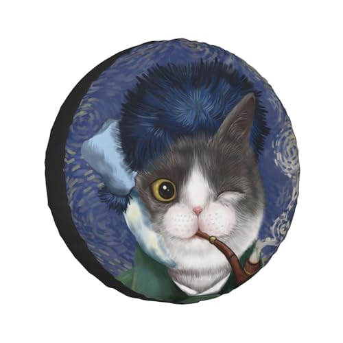 Image of Funny Cat Spare Tire Cover Wheel Protector Weatherproof Wheel Cover Universal Decorative Accessories for Camper RV SUV Travel Trailer 17 inch