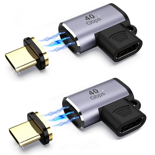 Image of Tobo USB C Magnetic Adapter, 90 Degree Magnetic USB C Adapter 24 Pins with PD 100W Fast Charge USB4 40Gbps 8K 60Hz for Thunderbolt 3 /4,Pro /Air /ROG Ally /Steam Deck /PS5 PSVR2, (TD-1102TC, Pack-of-2)