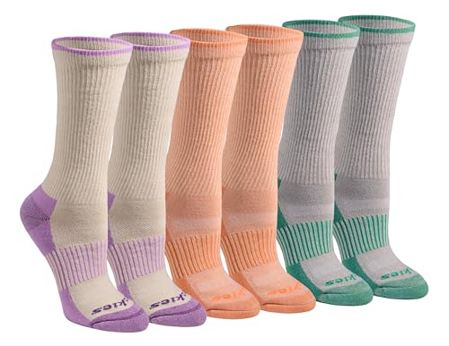 Dickies Women's Dri-Tech Essential Moisture Control Crew Socks, Available in S-XL (6, 12, Light Fashion Asst (6 Pairs), Medium