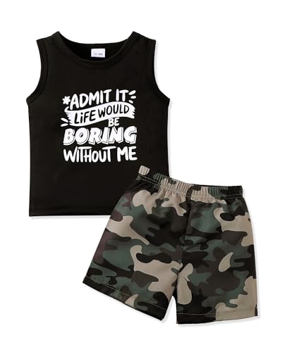 Image of NZRVAWS Toddler Baby Boy Summer Clothes 2Pcs Shorts Set Sleeveless Tank Tops Hawaiian T-Shirt Cute Boys Clothing Set