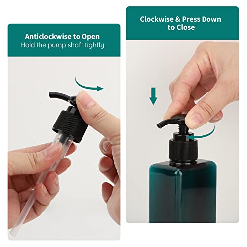Image of Segbeauty Refillable Soap Dispenser, 4 Pack 6.8oz Plastic Square Press Pump Bottles, 200ml Empty Travel Containers Lotion Cosmetic Bottle Set for Hand Wash Shampoo Conditioner Shower Gel Essential Oil