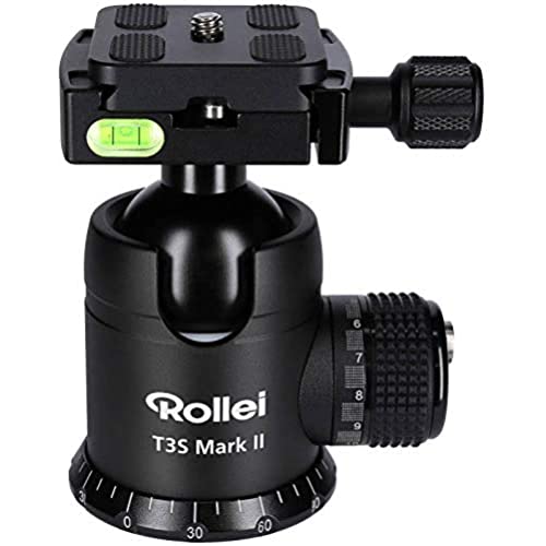 Lowest Price Rollei T3S Mark II - Professional 360 Degree Camera Tripod Ball Head with Friction, 20KG Load Capacity, Scaling for Panorama Pictures and 2 Spirit Levels, Acra Swiss Compatible Quick-Release Plate