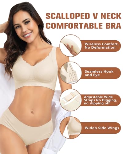 Image of Wireless Support Bra Full Coverage Padded Push Up Anti Sagging Comfortable Seamless Lace Bras No Underwire
