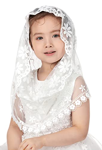 PAMOR Infinity First Communion Veils for Girls Lace Chapel Veil Mantilla Veils Latin Mass Church Veil for Catholic Baptism2