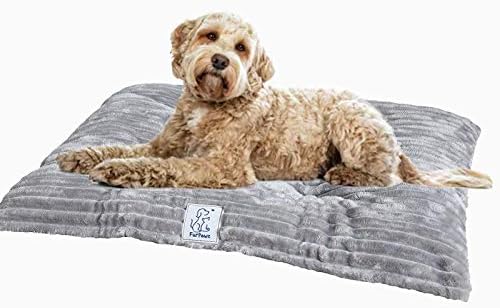 furpawz Tufted Corduroy Pillow Dog Bed Pet Mat (Small, Gray)