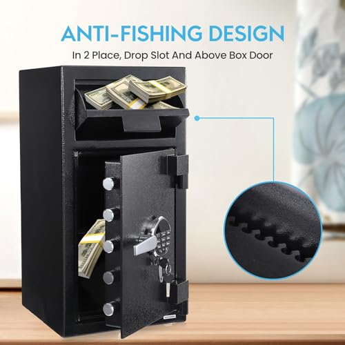 Image of 2.5 CUB Heavy Duty Depository Drop Safe,Front Drop Slot Lock Box with Digital Combination and Anti-Fishing, for Cash Mail Office Home-13.78 inchD x 15.75 inchW x 19.69 inchH