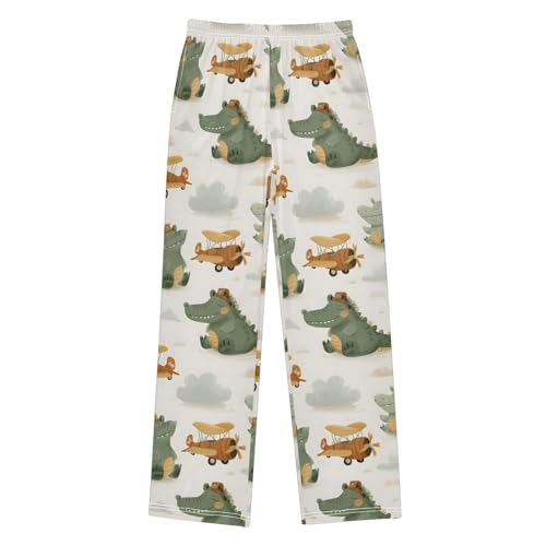 Pajama Pants Lounge Sleep PJ Bottoms Sleepwear Elastic Waist Drawstring S Alligator Airplane