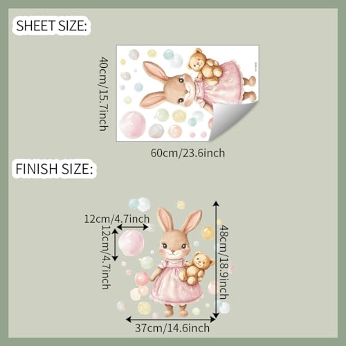 Vinilo decorativo conejo con oso para cuarto infantil miniatura 2