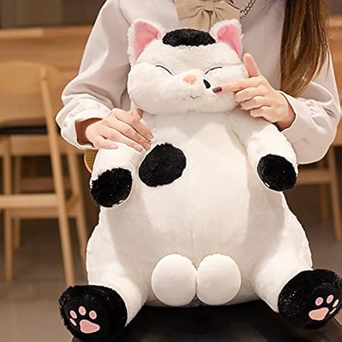 PEDEIECL Stuffed Animal Pillows, Cute Lazy Cat Plush Toys, Stuffed Plush Dolls, Gifts for Children and Girls (Black and White, 45 cm) Cover