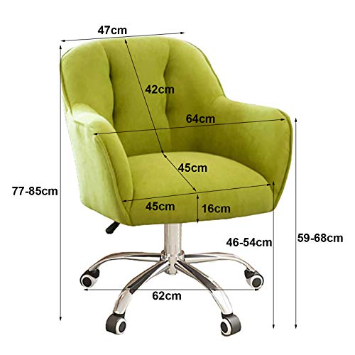 Fauteuil de bureau velours vert pivotant hauteur réglable pour ordinateur de chambre et coiffeuse - 3