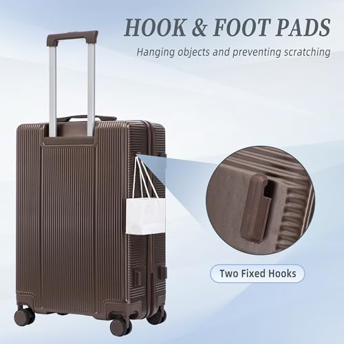 Image of Hardside Luggage Sets, Light Weight Suitcase with Spinner Wheels, Brown