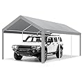 COBIZI Carport Canopy 12x20 Heavy Duty Portable Garage 2.0, Car Canopy Car Tent Upgrade Waterproof & UV Protected with Built-in Sandbags for Cars, Boats, Trucks, Motorcycles, Gray