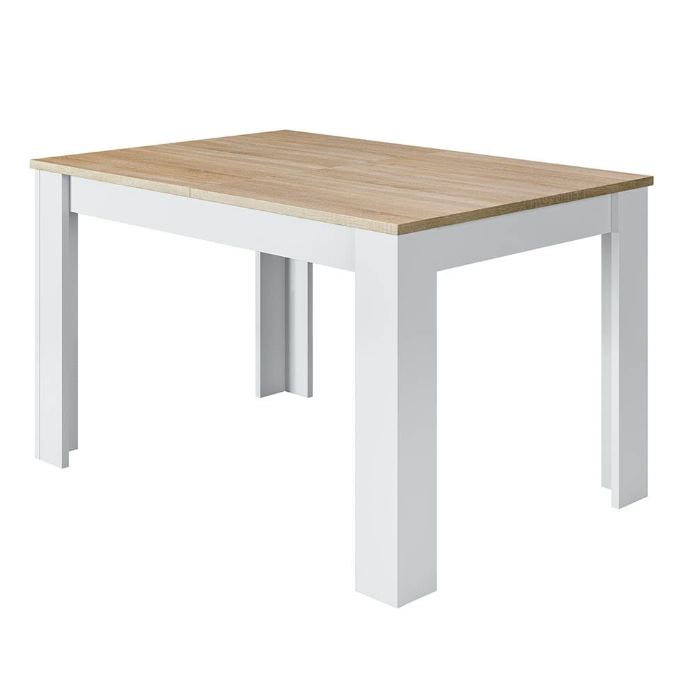 Loungitude - Rozsuwany stół do jadalni L140/190 cm - biały/dąb