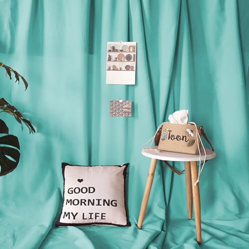 Image of Turquoise Backdrop Curtains: 6 Panels 5ft x 8ft Polyester Backdrop Drapes for Wedding Mermaid Party Photography Decorations 30ft x 8ft