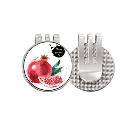 Clip chapeau de golf marqueur de balle aimanté en émail motif grenade aquarelle