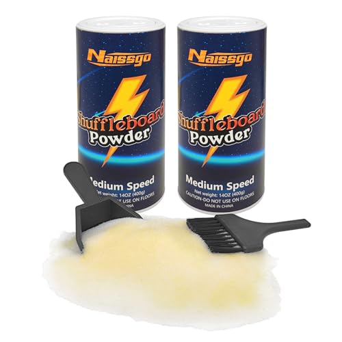 Naissgo Shuffleboard Sand Wax Shuffleboard Powder Set with Small Brush & Pan 2 Cans(214 oz)