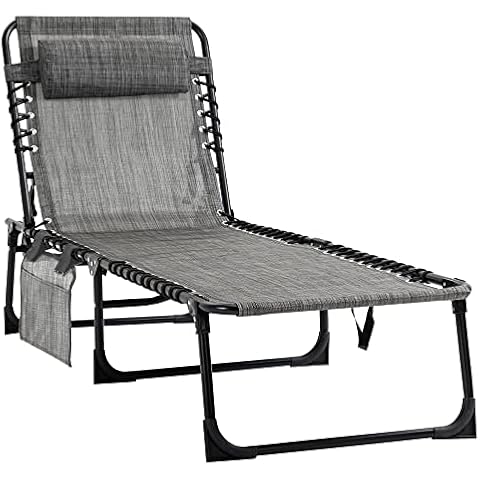 Outsunny Portable Sun Lounger with Adjustable Backrest Cover