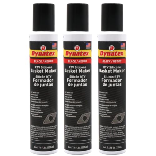 Image of Dynatex Black RTV Silicone Gasket Maker 7.4oz Automatic Can - Oxygen Sensor Safe, OEM Specs, 500F Hi-Temp, Oil /Water Resistant, Made in the USA (3-Pack)