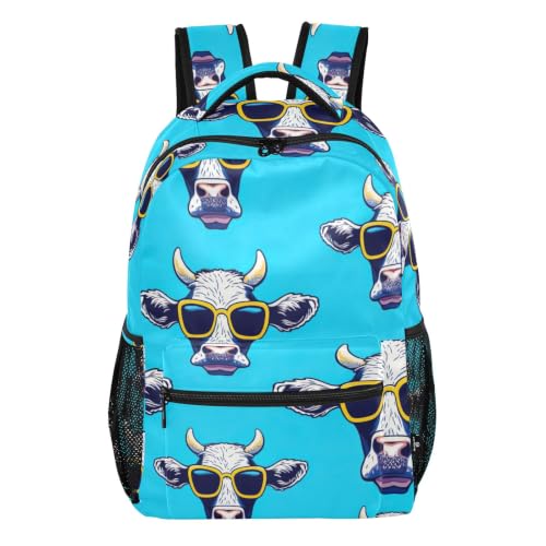 Sac à dos école vache bleue rigolo pour les sorties et voyages scolaires
