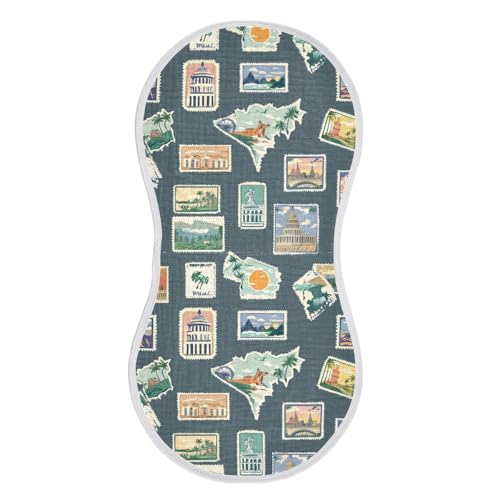 vvfelixl Muslin Burp Cloths Vintage World Travel Post Card Baby Washcloths for Baby Girl Boys 2 Pack