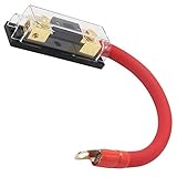 Audiotek Inline 200A ANL Fuse Holder with 1ft 0 Gauge Power Wire and O-Ring Gold Terminal to Protect Car Audio Amplifier from The Current (200A), Great for Car, Boat, RV, and Motorcycle
