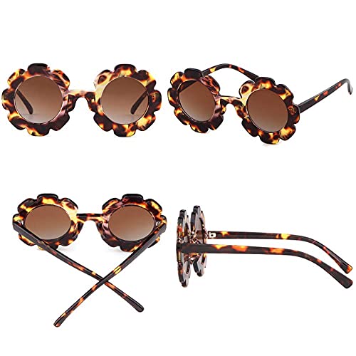 Laurinny Kids Sunglasses Round Flower Uv400 Protection Colorful Glasses For Children Girl Boy(Tortoise, 58) #TOP7