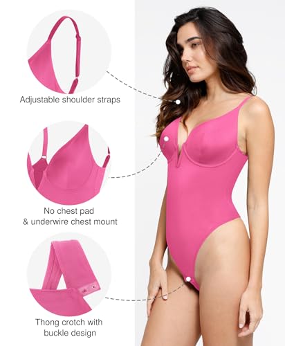 Image of Popilush Shapewear Bodysuits for Women - Tummy Control Body Suits for Womens Deep V Corset Tops Thong Concert Outfits