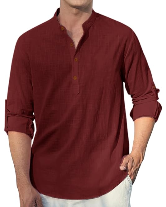 macsivo Men's Cotton Blend Solid Short Kurta with Mandarin Collar Full Sleeve Button Closure Curved Hem Regular Fit | Kurta for Men Stylish-picture-17
