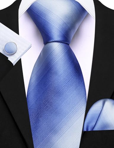Image of Barry.Wang 6 PCS Men Ties Set Silk Business Fashion Woven Necktie Handkerchief Cufflinks Paisley Stripe Wedding Party