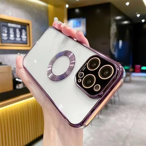 Étui iPhone 14 Pro Max ENILSA avec motif CD plaqué et couverture transparente violette - 3