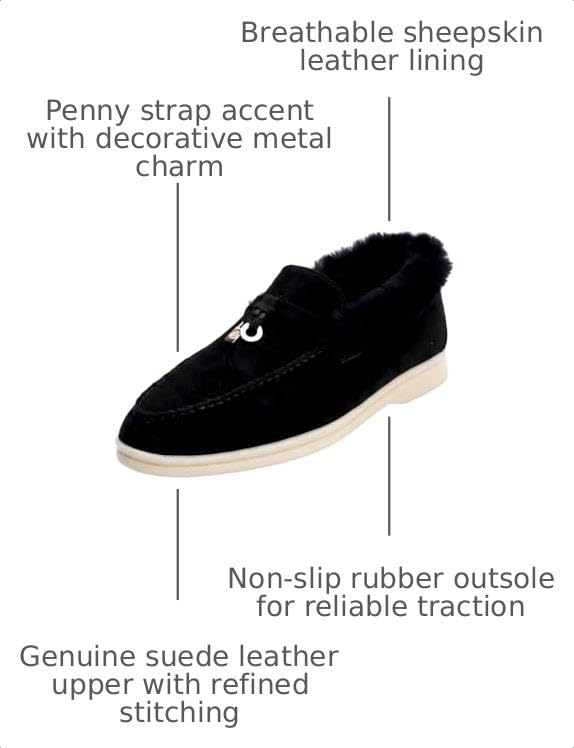 Image of Women's Summer Charms Suede Loafers - Premium Sheepskin Unlined Upper,Classic or Styles with Metal Detail for Casual, Office, Travel & All Day Wear