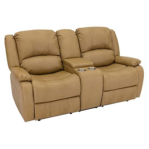 RecPro Charles Collection | 70" Double Recliner RV Sofa & Console | RV Zero Wall Loveseat | Wall Hugger Recliner | RV Theater Seating | RV Furniture | RV Living Room (Slideout) Furniture | Toffee