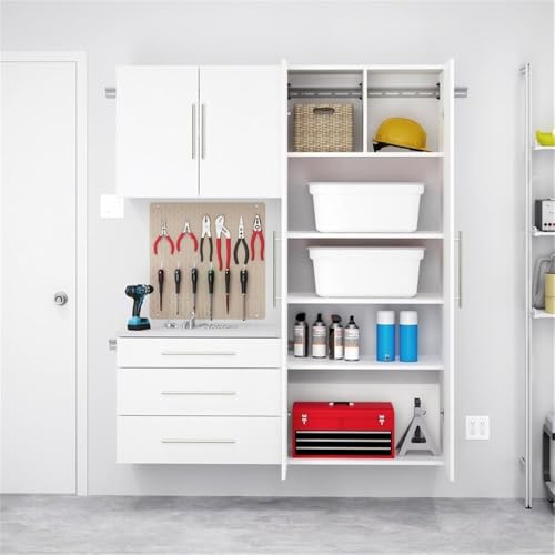 Image of Prepac HangUps Storage Cabinets, Wall Mounted Upper Storage Cabinet (30 inchx24 inchx16 inch) and a 3 drawer wall mounted base cabinet (30 inchx24 inchx16 inch), White