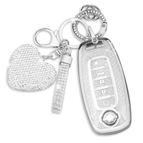 Coque de clé pour Nissan en blanc argenté QBUC avec porte-clés pour Pathfinder et Rogue